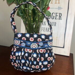 Vera Bradley Retired Hannah Small Pleated Quilted Hobo Boho in Night Owl EUC